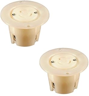 NEMA L5-15 Locking Flanged Outlet, 15A 125V AC, 2 Pole 3 Wire, cUL Listed (2 Pack)