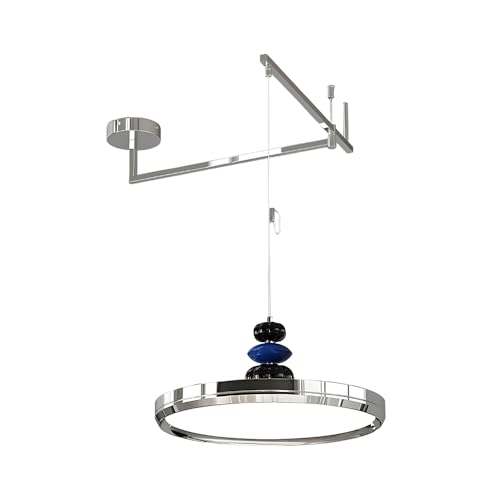 Suspension à bras oscillant chromé et luminaire télescopique réglable - 2