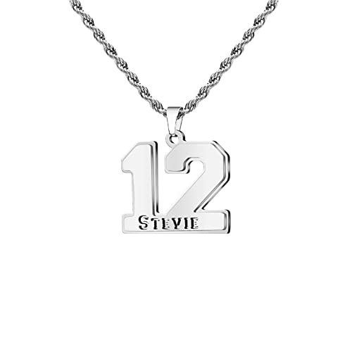Ruibeila Collier personnalisé avec numéro de sport, nom et numéro en acier inoxydable, collier de baseball, football, basket-ball Cover