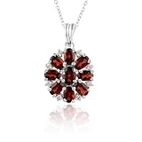 GEMKORA Real Garnet Crystal Pendant Necklace, Natural Gemstone, Birthstone Crystal, Healing Stone, Gift for Women Mom Her, Statement Jewellery, 925 Sterling Silver 18 inch