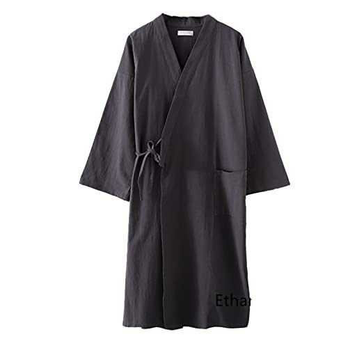 Adult Men Cotton Kimono Robe Spa Bathrobe Sleepwear Japanese Kimono for Men Loungewear