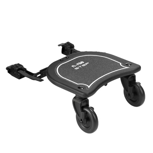 Nurse Step Plateforme Universelle pour Poussette, jusqu’à 20 kg, Installation Facile, Pliable, Antidérapante, Roues à 360°, Noir