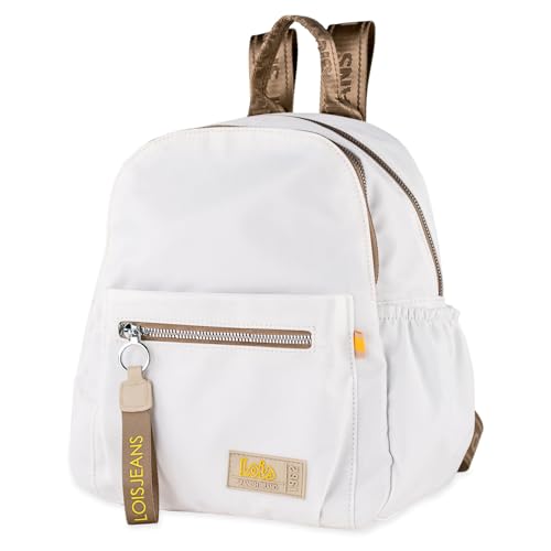 Lois   Bolso Mochila Mujer Elegante Tipo Casual Moderna Para Vestir Mochilas Mujer Estilo Urbano Mochila Negra Mujer Pequeña Ideal Para Uso Diario, Blanco