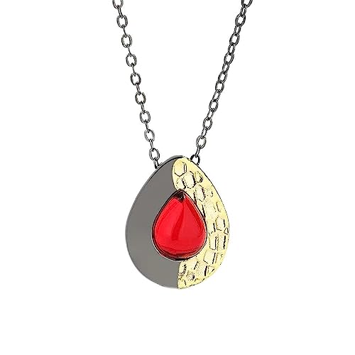 Pendentif gemme rouge TQHGM avec chaîne noire pour femme : un bijou élégant au quotidien