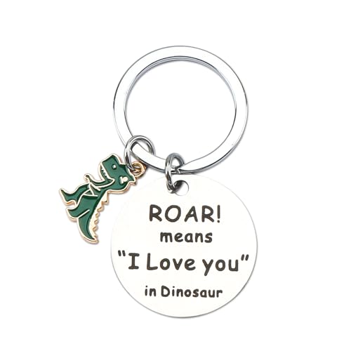 FRULX Unique Dinosaur Keychain Means I Love You in Dinosaur Perfect Couples Gift Cute Stainless Steel Keyring Great Birthday Gifts for Women Friendship Gifts Mum Gifts and Boyfriend Gifts