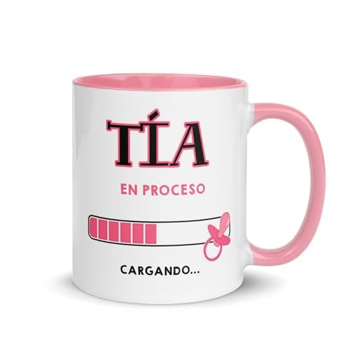 Kembilove Taza Tía en Proceso – Regalo Original para Futuras Tías – Sorpresa Embarazo – Taza Revelación Bebé con Diseño Rosa – Idea Emotiva para Anunciar la Noticia