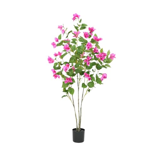Garveehome 4FT Artificial Bougainvillea Tree, Simulation Flower with Real Touch Leaves Fake Potted Green Plant for Photography Studio Atmosphere Decor for Office Home Decor Housewarming Gift