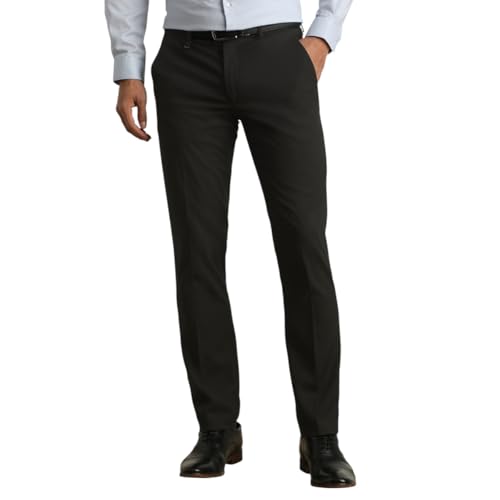 Image of Van Heusen Men's Mid Rise Slim Fit Durapress Flat Front Trousers | Superior Comfort | Auto-Flex Waist Band | Soft Touch