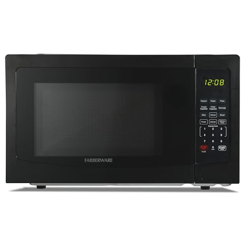 Farberware 1.1 Cu. Ft. Countertop Microwave Oven – 1000 Watts Power, Auto Cook Settings, Defrost, Easy Clean and Child Safety Lock - Black