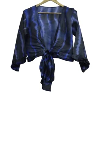 Tie Dye Bell Sleeve Tie Front Hippie Boho Wrap Top, 70s Style Clothing, Eco Friendly Top, Flare Slee