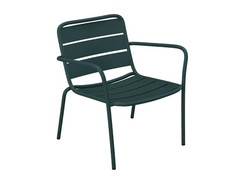 Vente unique   Silla de jardÌn Baja apilable de Metal   Verde Pino   MIRMANDE de MYLIA