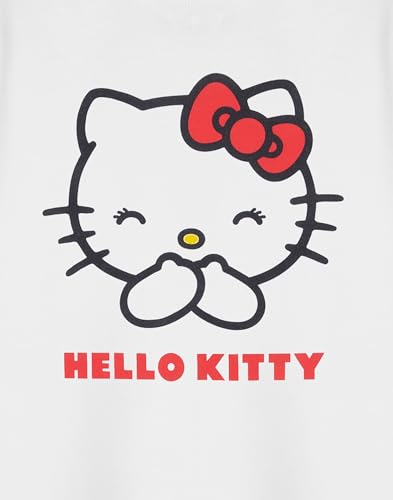 Hello Kitty Girls White T-Shirt | Classic Short Sleeve Graphic Tee | Sanrio Logo Top for Kids 7