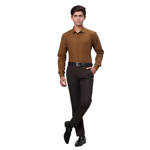 Image of Park Avenue Men Slim Fit Solid Pattern Cotton Blend Semi Cutaway Collar Full Sleeve Formal Shirt