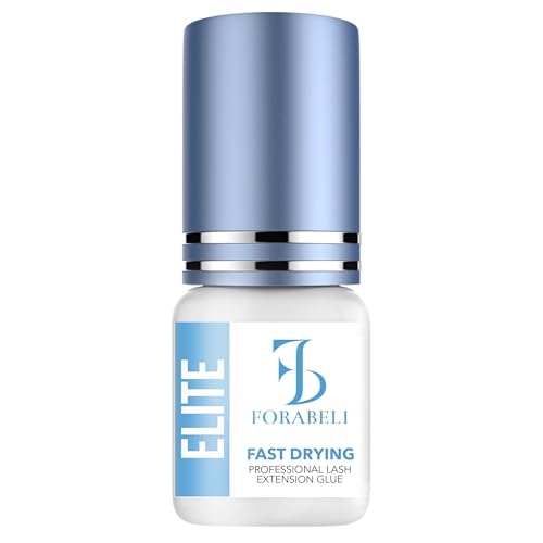 Forabeli Elite Eyelash Extension Glue | Professional Lash Adhesive | 0.5-1 Second Ultra-Fast Dry | 7 Weeks Retention | for Advanced Lash Artists | Black, 5ml