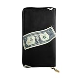 AKGFFDS Lange Clutch-Geldbörse aus Leder, Papiertickets, bedruckt, bequemer und leichter Reißverschluss zur Aufbewahrung von Münzen und Kreditkarten.