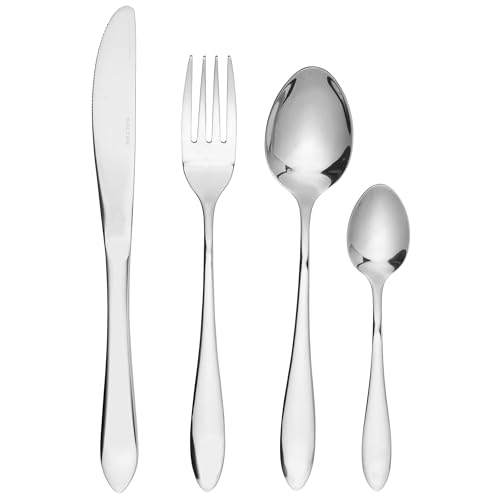 Salter BW10860EU7 Harrogate 16-Piece Cutlery Set - Flatware Service for 4, Includes Knives, Forks, Tablespoons and Teaspoons, Stainless Steel Silverware, Dishwasher Safe Tableware, 25 Year Guarantee