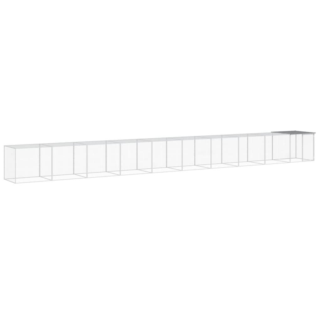 Kurnik z jasnoszarym dachem 1003 x 98 x 90 cm ze stali ocynkowanej, klatka dla kurczaka z dachem dla kur i małych zwierząt, wybiegi kury z zamykanymi drzwiami i konstrukcją