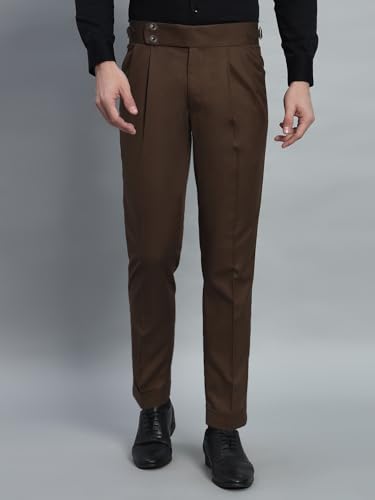 Image of FASHIONEMPIRE Men's Formal Trousers Front Pleated Double Button Gurkha Zion Pant Slim Fit | Stylish Formal Pant for Party and Casual Wear