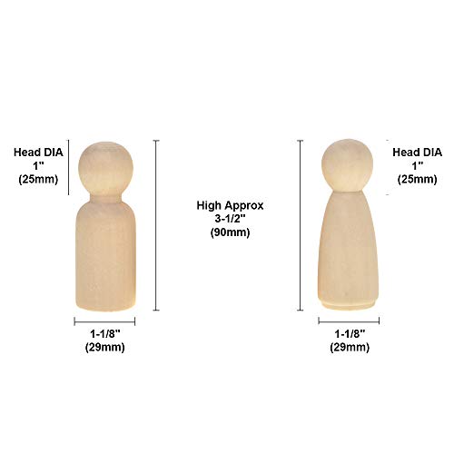 Wood Peg Dolls Unfinished 3.5 inch, Pack of 30 Wooden Peg People for DIY Crafts, 90mm 30pcs - Image 2