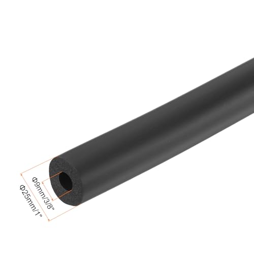 Image of uxcell Foam Tubing for Handle Grip Support,9mm(3 /8 inch) ID 25mm(1 inch) OD 0.3 Meter /1ft Length Black