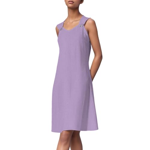 Vestido de verano para mujer con cuello en V suelto hasta la rodilla