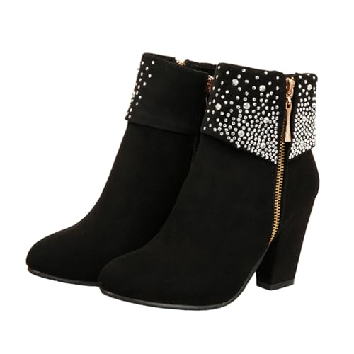 Bottines courtes femme noires confortables à talon stable
