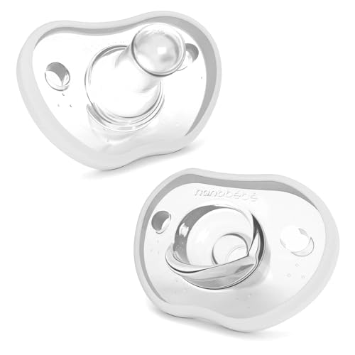 Image of Nanobebe Baby Pacifiers 0-3 Month - Orthodontic, Curves Comfortably with Face Contour, Award Winning for Breastfeeding Babies, 100% Silicone - BPA Free. Perfect Baby Registry Gift 2pk,White