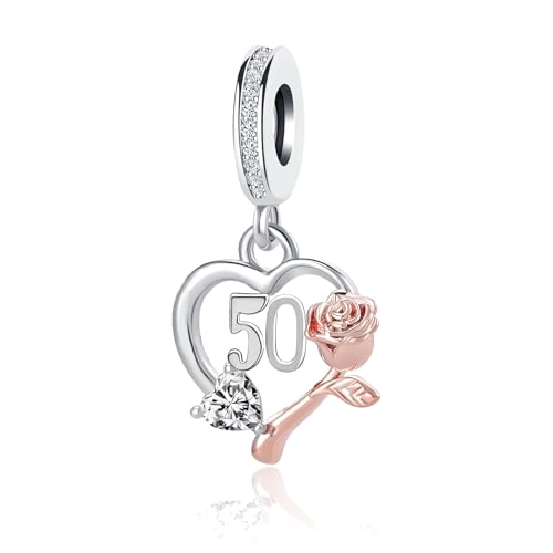 Birthday Number 13th 16th 18th 21st 30th 40th 50th 60th Heart Dangle Charm Compatible with Pandora Bracelet