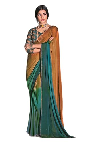 Image of Pandadi Saree Women's Chiffon Saree With Unstitched Blouse Piece
