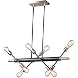 Eight Light Island Pendant from the Truro collection Item Size: Length: 33.50 inches Height: 13.00 inches Width: 5.50 inches Style: Transitional Light Type: Island/Pool Table Finish: Black & Brushed Nickel Safety Rating: Dry and Safety Listing: ETL