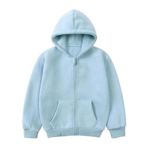 Girls Hooded Sweatshirt Solid Windproof Warm Outerwear Kids Fall Casual Loose Zipper Coat with Pocket