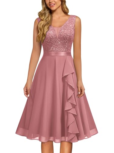 Image of MISSMAY Women's Vintage V-Neck Sequin Formal Party A-Line Dress
