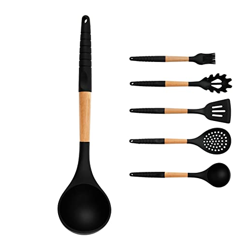 Soup Ladle Spoon, Large Silicone Scoop with Non Slip Handle, Stylish and Comfortable Soup Ladle for Kitchen (Silicone Scoop)