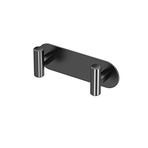 Gatco 1291MX Latitude II 2 Hook Double Robe Hook, Wall Mounted Hook for Bathroom Towels & Robes, 6.5 Inch W, Matte Black, Premium Brass