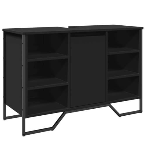 vidaXL Armario de Lavabo de baño Madera ingeniería Negro 91x35x60 cm, Armario de Lavabo de baño, Mueble lavamanos baño, Mueble bajo Lavabo