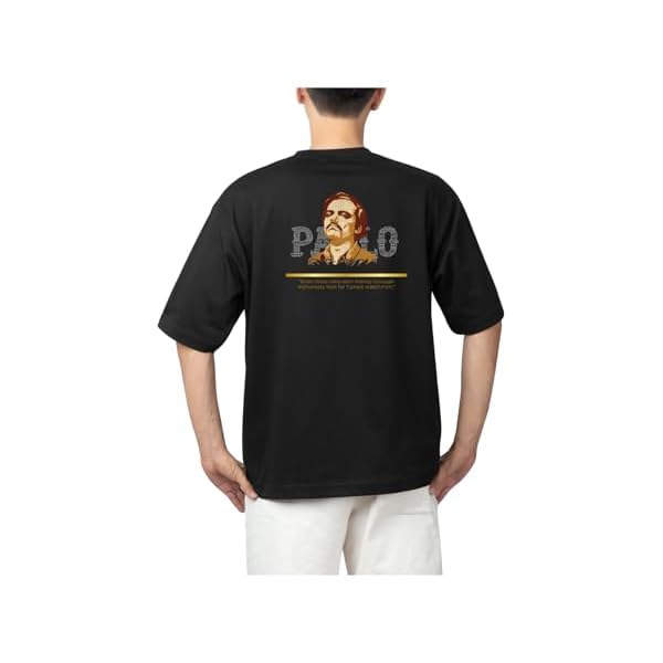 Sparrow Outfit Men’s Oversized T-Shirt | Terry Cotton 240 GSM Fabric Casual Round Neck Half Sleeve T-Shirt for Men | Pablo Escobar Graphic Printed Relaxed Fit Tee for Gym Sports Outdoor