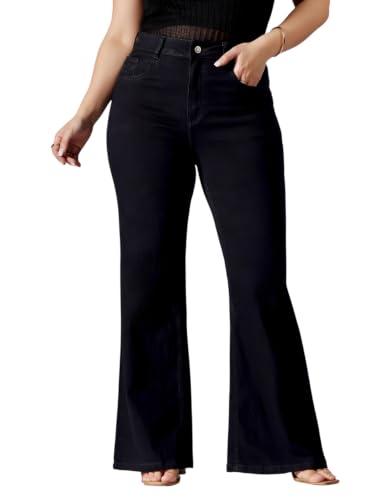 Image of Miss Chase A+ Women's Wide-Leg High-Rise Regular-Length Stretchable Cargo Denim Jeans