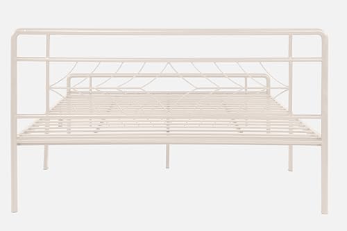 Image of Vara Metal King Size Bed Without Storage | Wrought Iron Double Bed with Headboard & Footboard | Sturdy Powder Coated Platform Bed King Size Cot for BedroomLivingRoom Ivory (75x72)