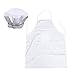 Bestonzon Set grembiule da cucina e cappello da cuoco – Grembiule da cucina per adulti bianco grembiule con cappello da macellaio costume da cucina grembiule per uomini e donne