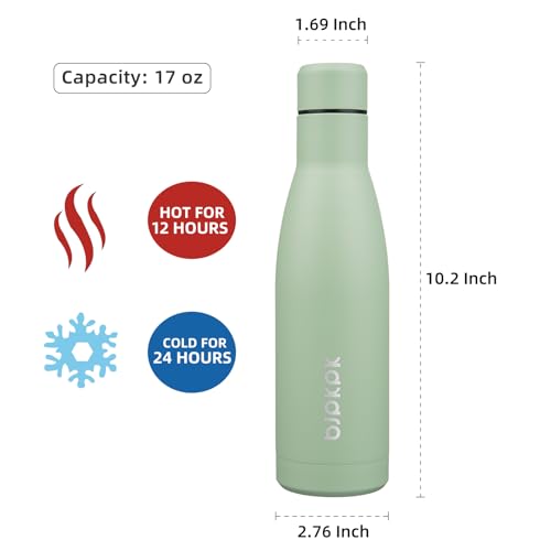 Image of BJPKPK 17oz Skinny Insulated Water Bottle, Stainless Steel Flask