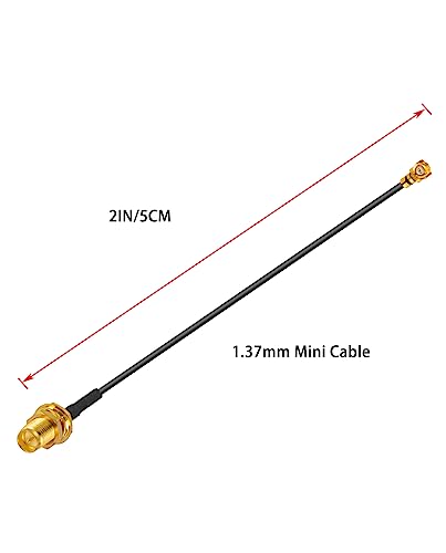 Vecys 2PCS U.FL IPEX to RP-SMA Female Low Loss Coaxial Cable 2" /5CM U.fl/IPEX 1.37mm Coaxial Pigtail Cable for Wireless Routers Mini PCIE Network Cards PCI Wi-Fi WAN Repeater - Image 2