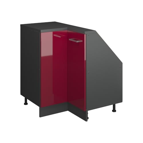 Vicco Meuble de Cuisine d'angle pour combles R-Line, Rouge Brillant, 75.6cm avec 1 Porte, Convient aux Murs inclinés et à Une Installation de Cuisine Variable