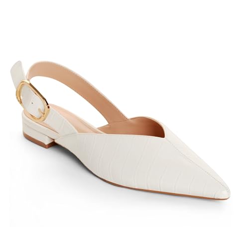 Image of Slingback Flat Shoes for Women Pointed Closed Toe Flat Mule Sandals Casual Comfortable Office Dressy Shoes