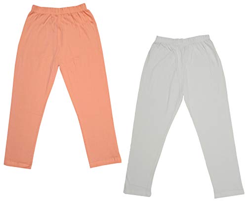 Image of IndiWeaves Girls Super Soft Cotton Solid Capri Pants (Cream, Peach, 14-16 Years) Pack of 2
