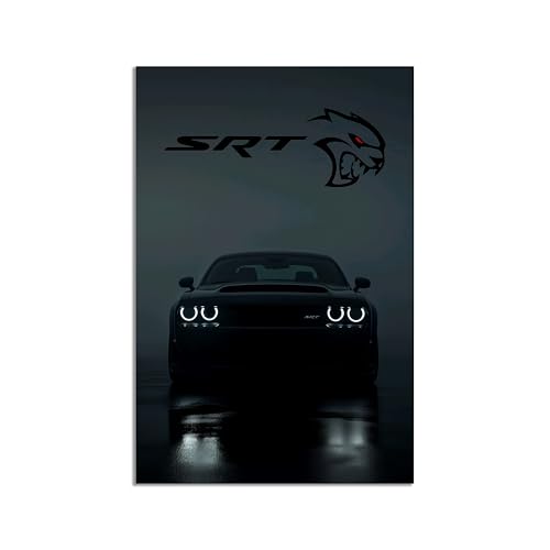 Supercar Poster Challenger Hellcat Poster Racing Wall Art Painting Canvas Birthday Gift Prints House Decor Framed or Frameless (Rain Night, 12L x 18W, Unframed)