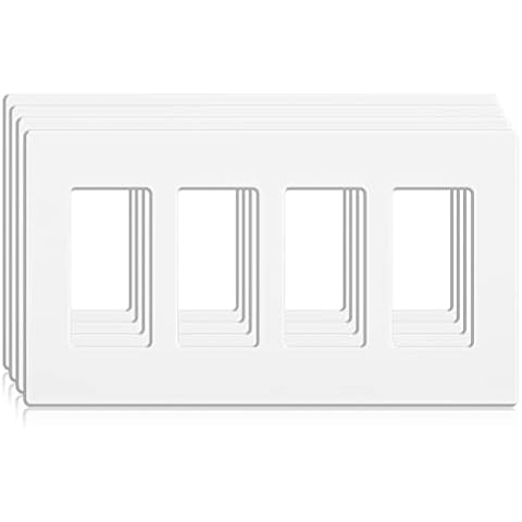 4-Gang Screwless Wall Plate Decorator Outlet Covers for Electrical Outlets,Light Switch,Hidden Screw Face Plates Size 8.30”x4.64” (4-Pack) Cover