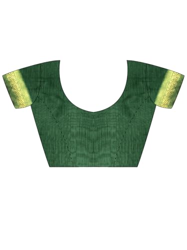 Image of AKHILAM Women's Pure Soft Spun Cotton Lichi Silk Saree For Women With Attach Unstitch Blouse Piece