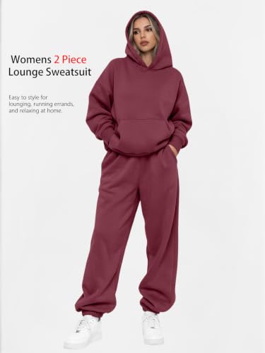 Image of AUTOMET Womens 2 Piece Lounge Sweatsuit Fall Fashion Matching Sweat Sets | Oversized Fall Hoodies & Baggy Jogger Sweatpants Fashion 2026 Outfits