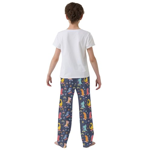 ZZXXB Dinosaur and Skateboard Boys Long Pants Soft Trousers Elastic Waist Kids Lounge Bottoms with Pockets S-XL3