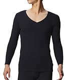 あったかインナー シャツ 8分袖 長袖 Vネック 綿混 裏起毛 冬 GL5021